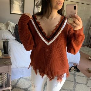 Frayed Off Shoulder Sweater